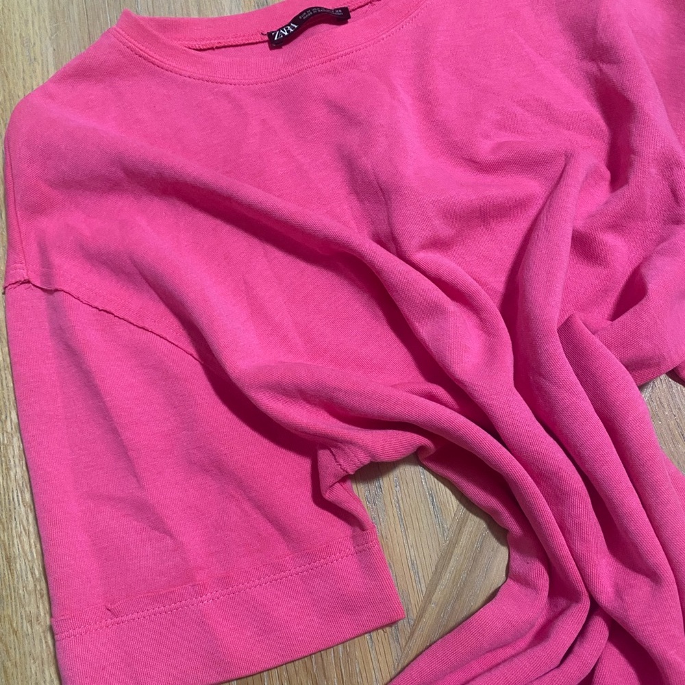 Zara Fuchsia Crew Neck Top